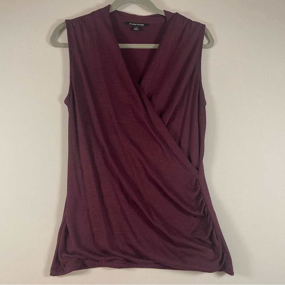 41 Hawthorn Deep Red Sleeveless Wrap Blouse